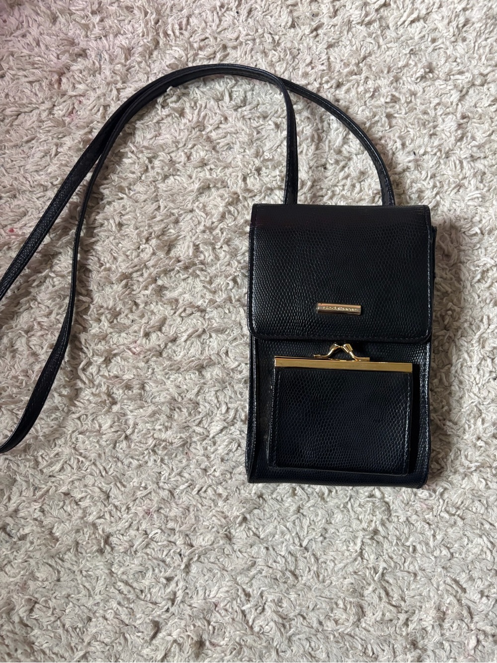 Liz Claiborne Black Crossbody Bag with Gold Hardware
